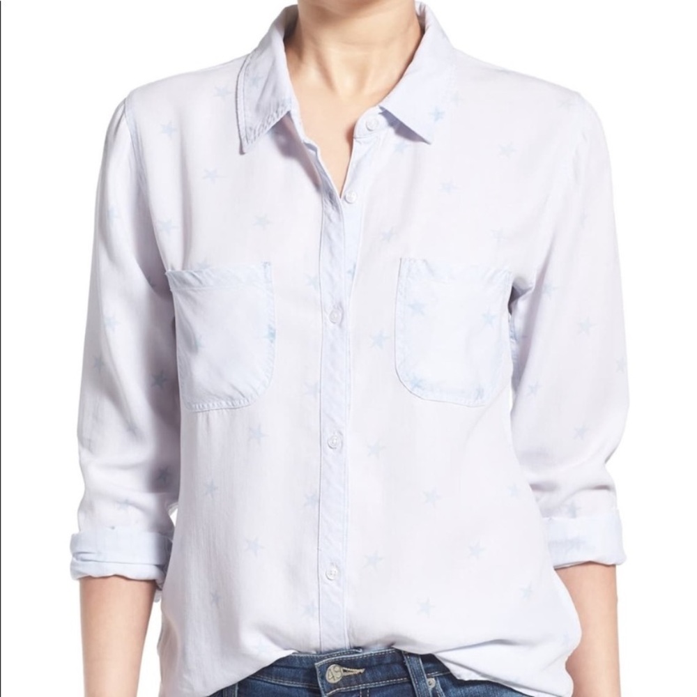Rails Carter Whitewash Star Print Chambray Button Down Shirt